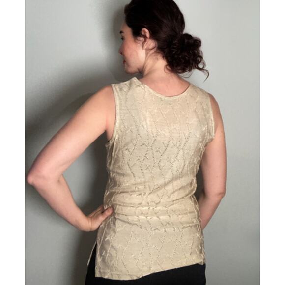 Every Green Vintage Italian Knitwear Beige Gold Sleeveless Tank Italy Lux ~ Sz M - Picture 3 of 8